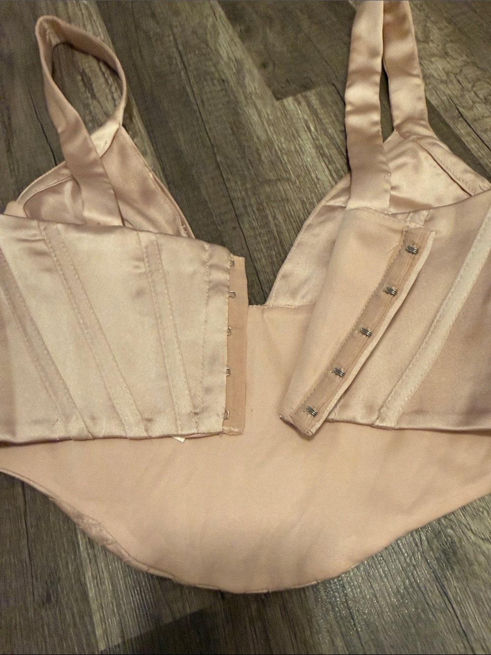 NWT Zara XS Women’s Blush Pink Satin Corset Bralette - Picture 3 of 5